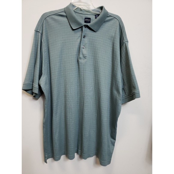 Arrow NEW Mens Polo Golf Shirt 2XLT  Blue Windowpane Check Short Sleeve - Picture 1 of 5